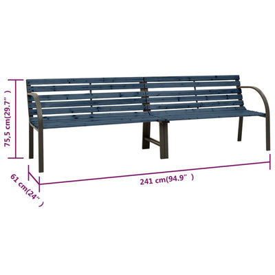 vidaXL Twin Garden Bench 241 cm Solid Wood Chinese Fir