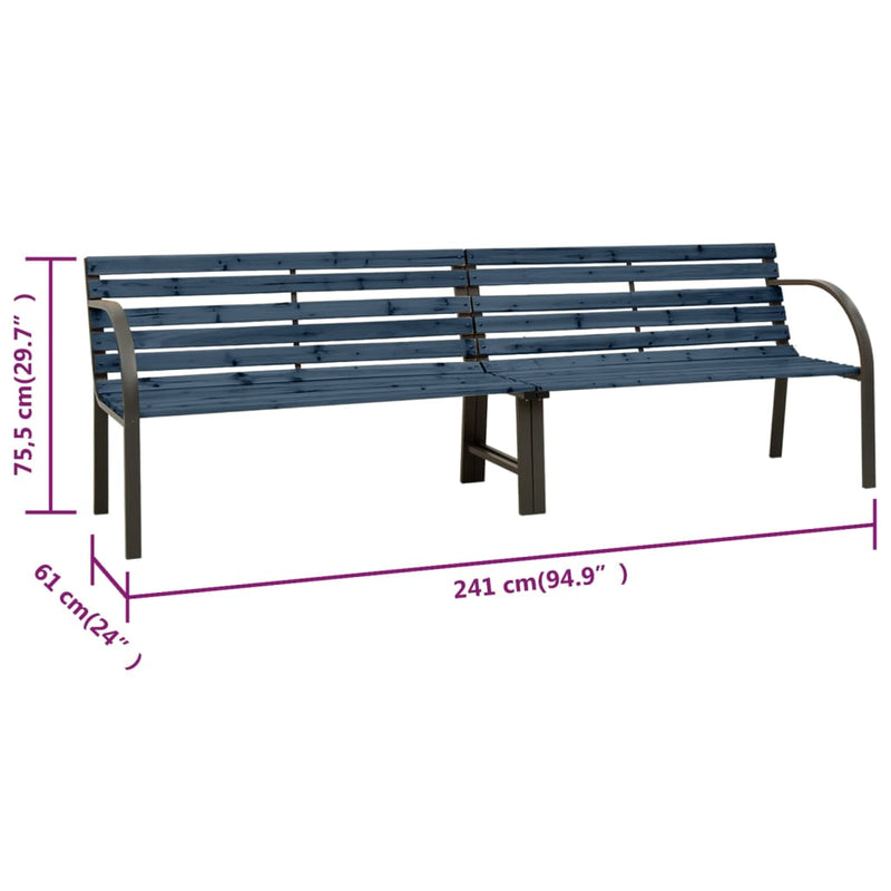 vidaXL Twin Garden Bench 241 cm Solid Wood Chinese Fir