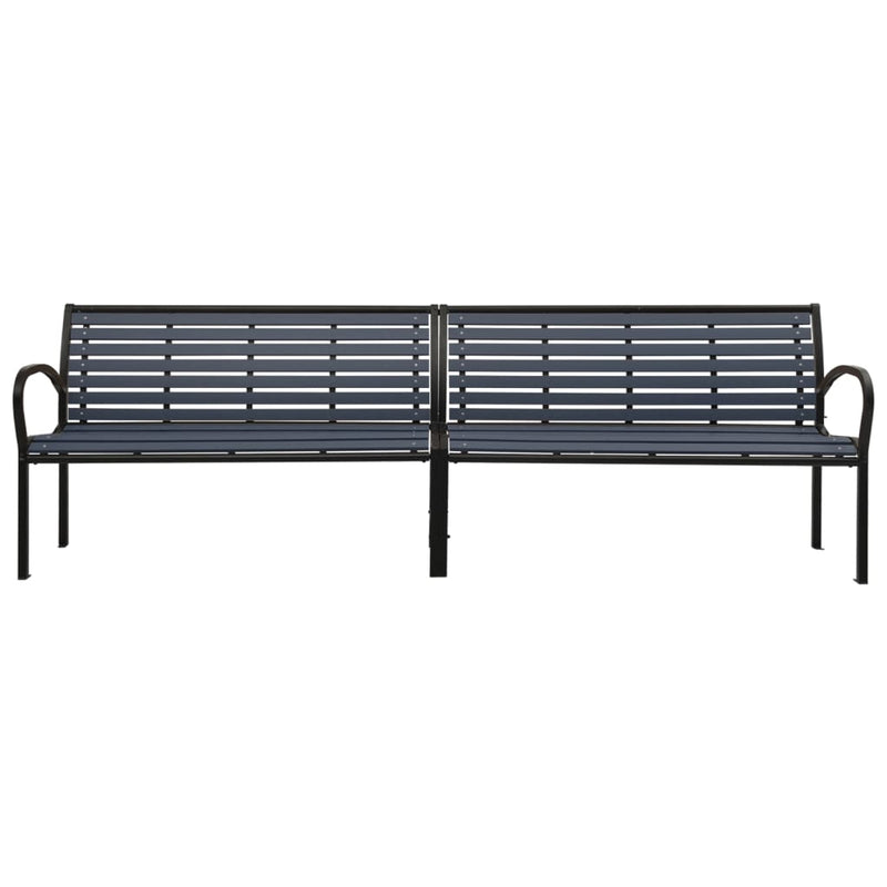 vidaXL Twin Garden Bench 251 cm Steel and WPC Black