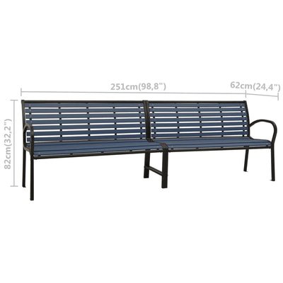 vidaXL Twin Garden Bench 251 cm Steel and WPC Black
