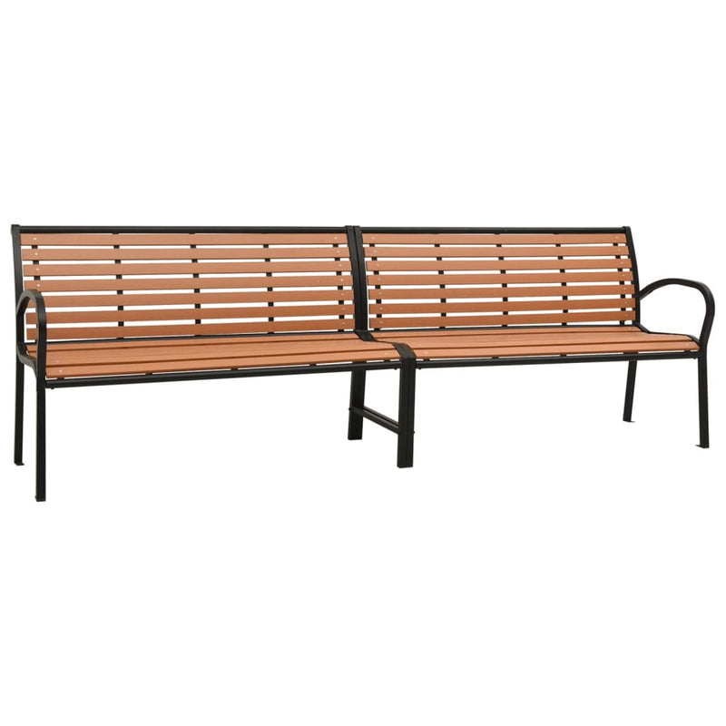 vidaXL Twin Garden Bench 251 cm Steel and WPC Black