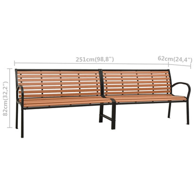 vidaXL Twin Garden Bench 251 cm Steel and WPC Black