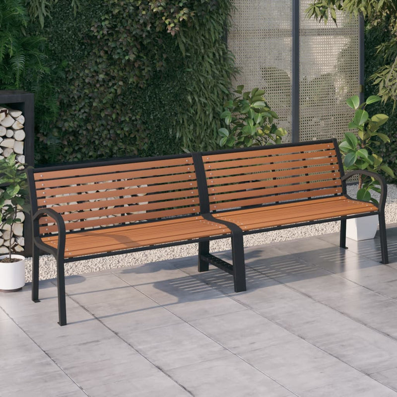 vidaXL Twin Garden Bench 251 cm Steel and WPC Black