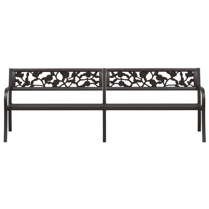 vidaXL Twin Garden Bench 246 cm Black Steel