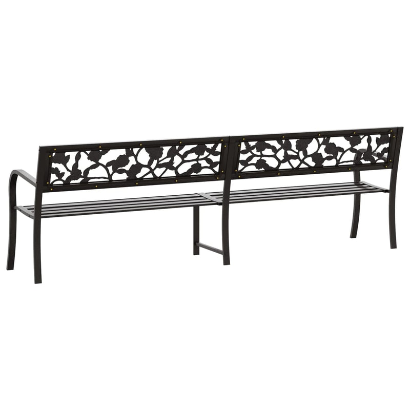 vidaXL Twin Garden Bench 246 cm Black Steel