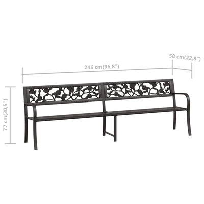vidaXL Twin Garden Bench 246 cm Black Steel