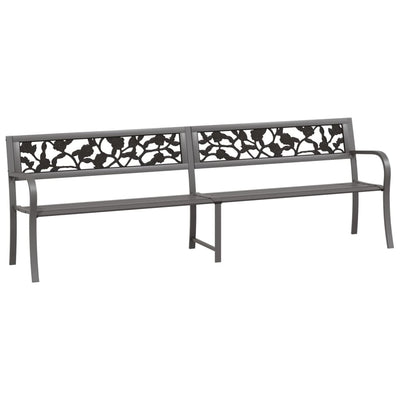vidaXL Twin Garden Bench 246 cm Black Steel