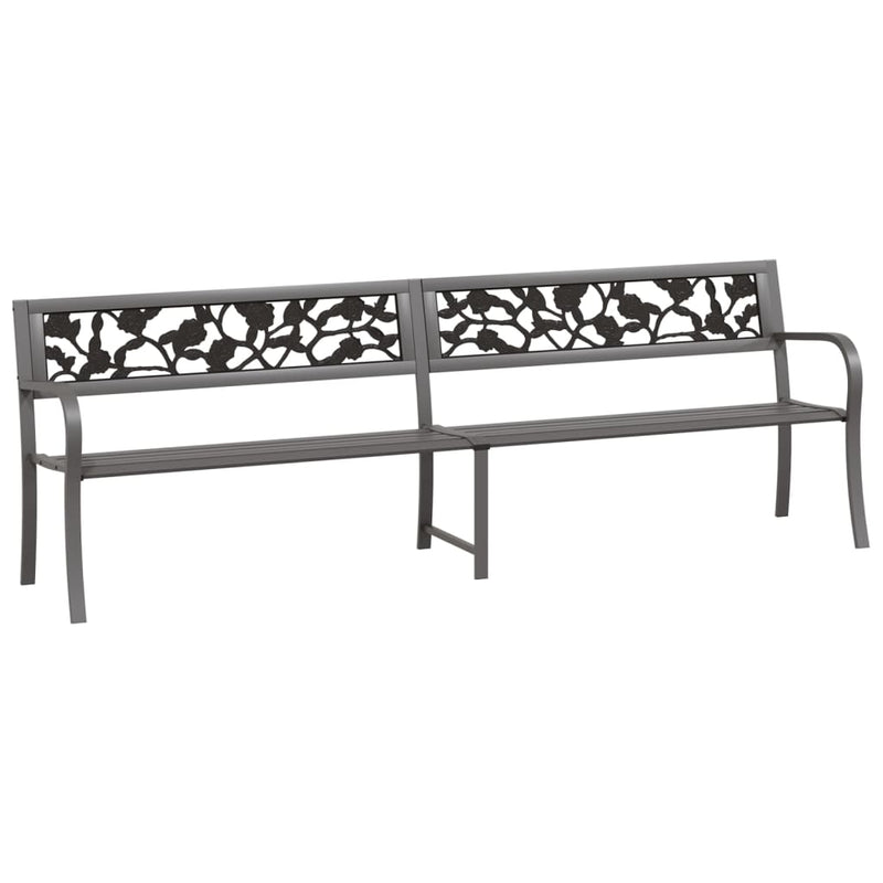 vidaXL Twin Garden Bench 246 cm Black Steel