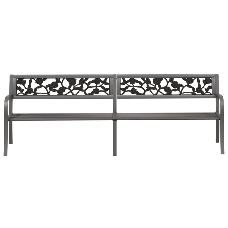 vidaXL Twin Garden Bench 246 cm Black Steel