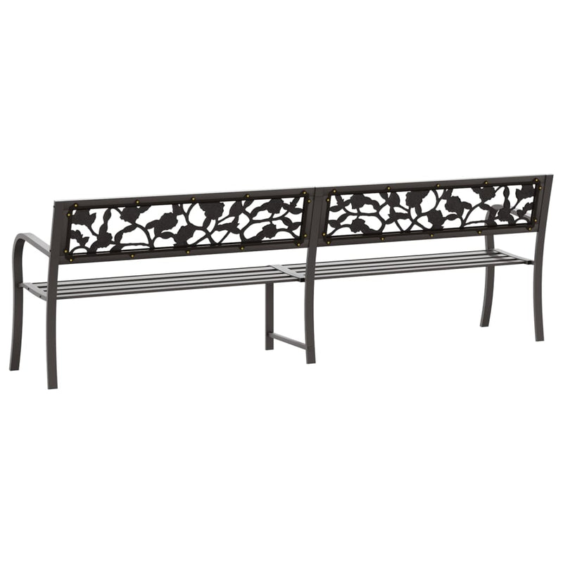 vidaXL Twin Garden Bench 246 cm Black Steel