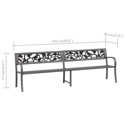 vidaXL Twin Garden Bench 246 cm Black Steel