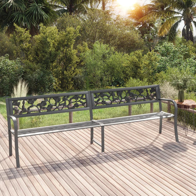 vidaXL Twin Garden Bench 246 cm Black Steel