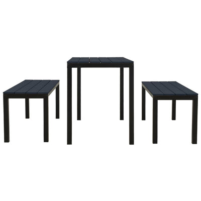 vidaXL 3 Piece Garden Dining Set Steel and WPC Black