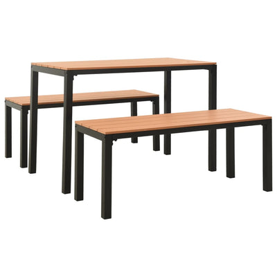 vidaXL 3 Piece Garden Dining Set Steel and WPC Brown and Black