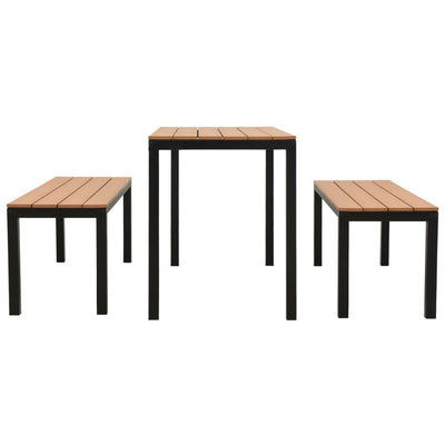 vidaXL 3 Piece Garden Dining Set Steel and WPC Brown and Black