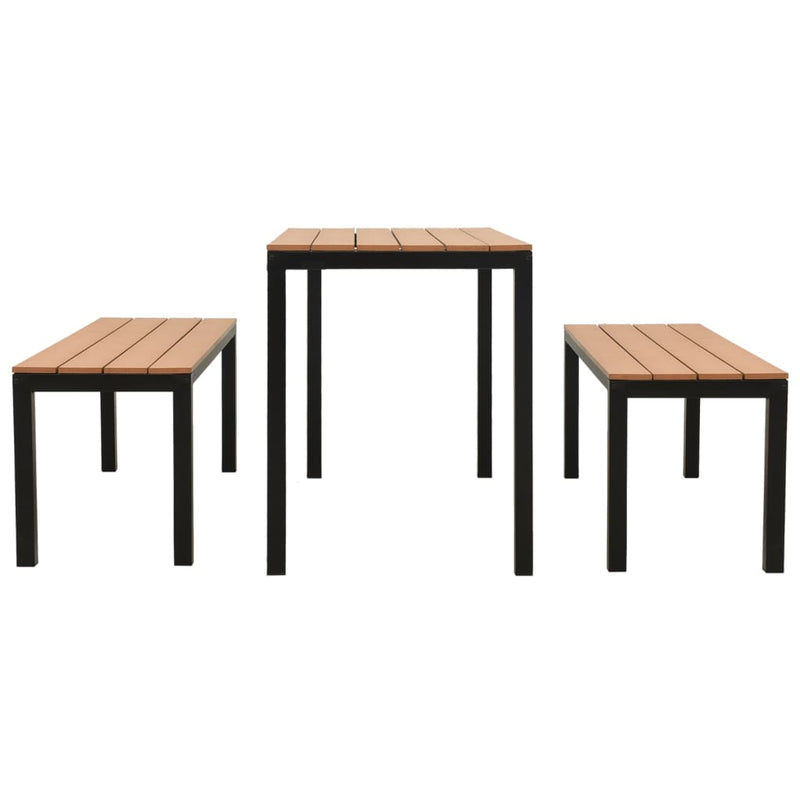 vidaXL 3 Piece Garden Dining Set Steel and WPC Brown and Black