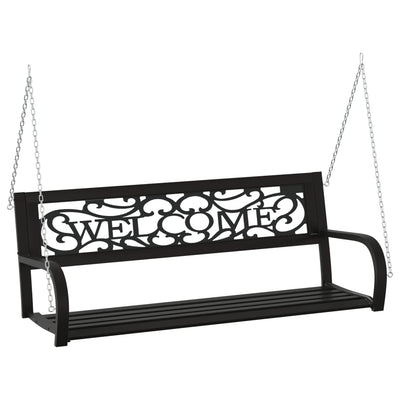 vidaXL Garden Swing Bench 125 cm Steel and Plastic Black