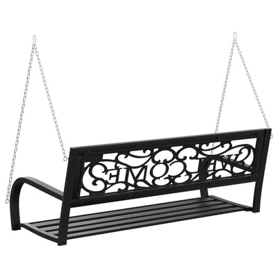 vidaXL Garden Swing Bench 125 cm Steel and Plastic Black