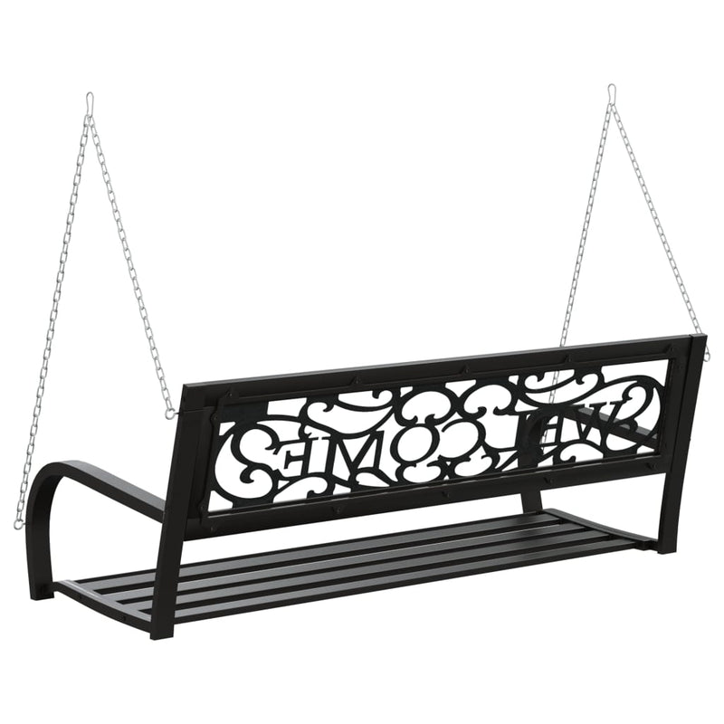 vidaXL Garden Swing Bench 125 cm Steel and Plastic Black