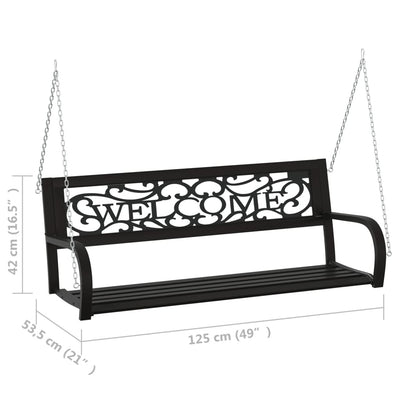 vidaXL Garden Swing Bench 125 cm Steel and Plastic Black