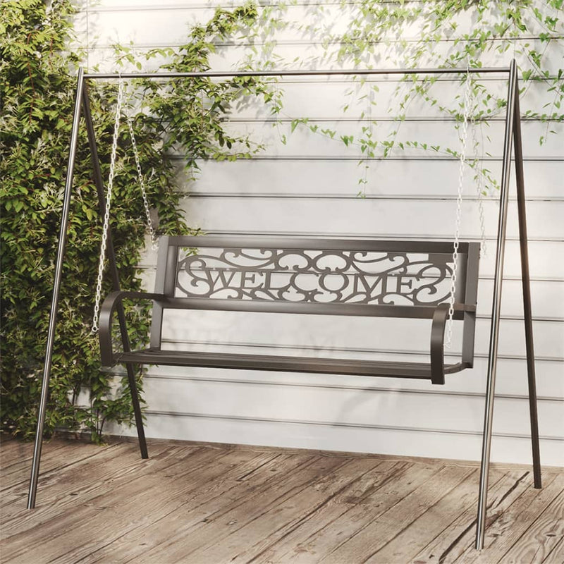 vidaXL Garden Swing Bench 125 cm Steel and Plastic Black