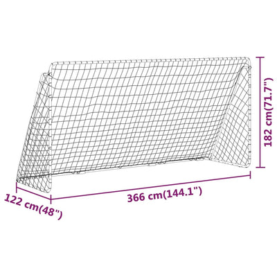 vidaXL Football Goal with Net White 366x122x182 cm Steel
