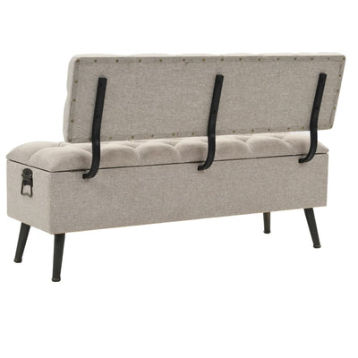 vidaXL Storage Bench with Backrest 110 cm Cream Fabric