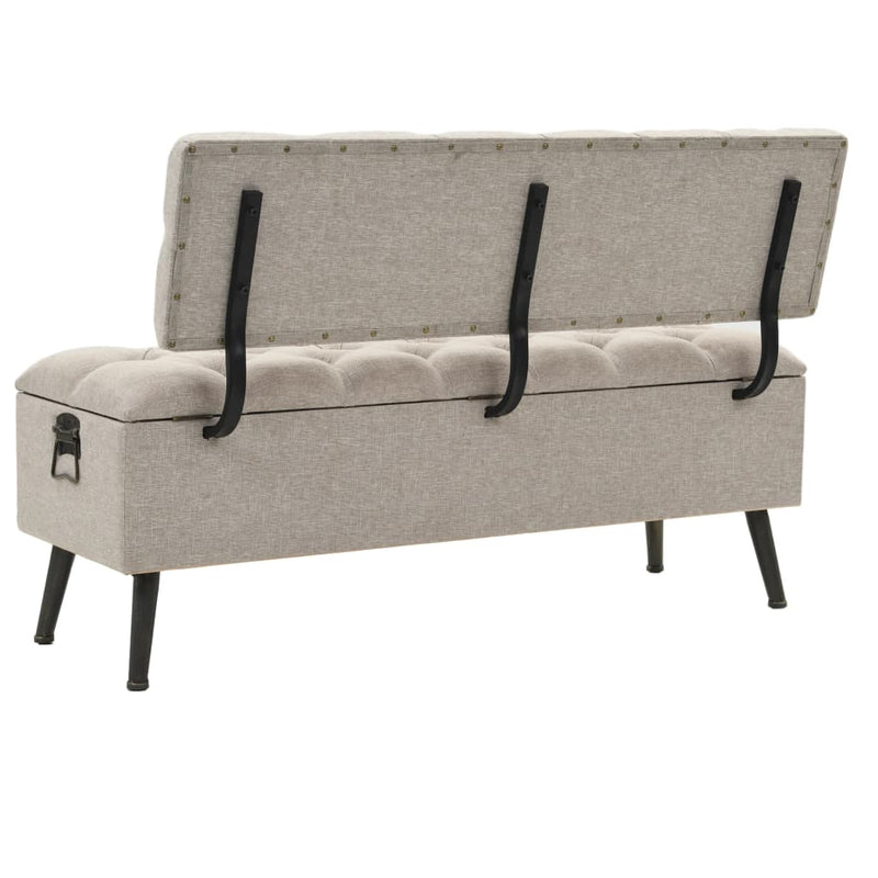 vidaXL Storage Bench with Backrest 110 cm Cream Fabric