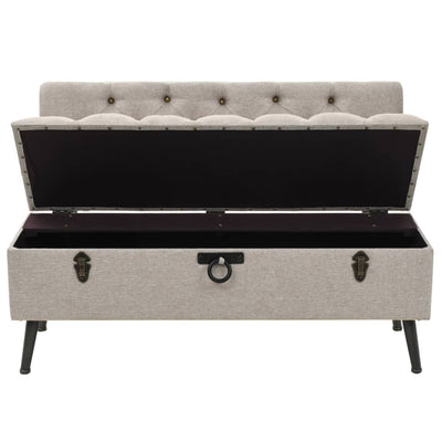 vidaXL Storage Bench with Backrest 110 cm Cream Fabric