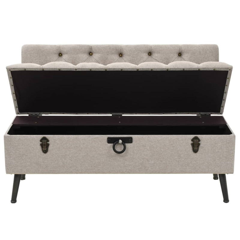vidaXL Storage Bench with Backrest 110 cm Cream Fabric