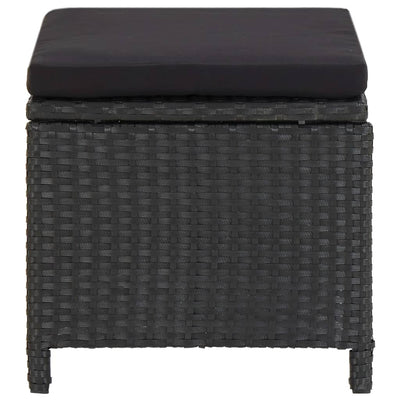 vidaXL Garden Stools with Cushions 2 pcs Poly Rattan Black
