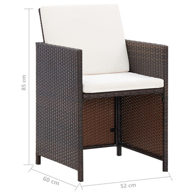 vidaXL 4 Piece Garden Chair and Stool Set Poly Rattan Brown