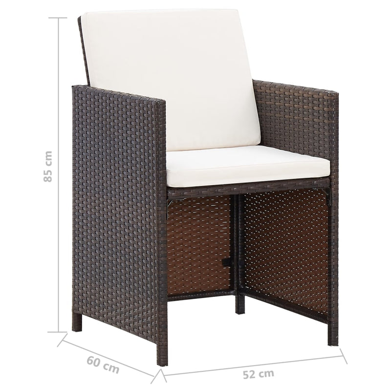 vidaXL 4 Piece Garden Chair and Stool Set Poly Rattan Brown