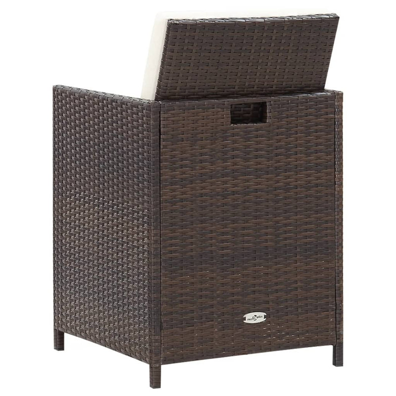 vidaXL 4 Piece Garden Chair and Stool Set Poly Rattan Brown