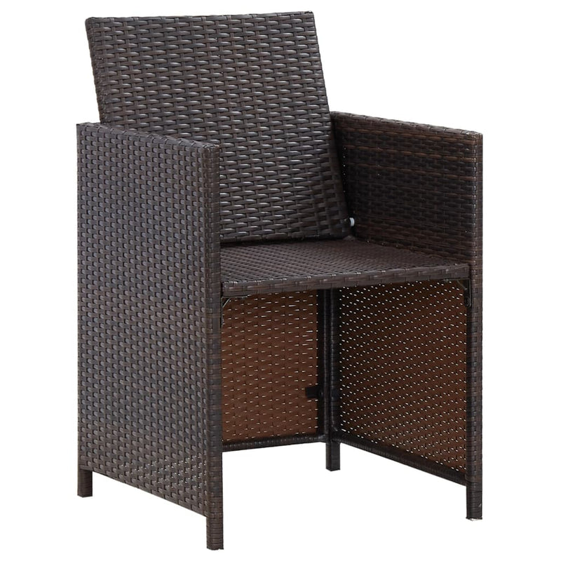 vidaXL 4 Piece Garden Chair and Stool Set Poly Rattan Brown