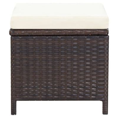 vidaXL 4 Piece Garden Chair and Stool Set Poly Rattan Brown