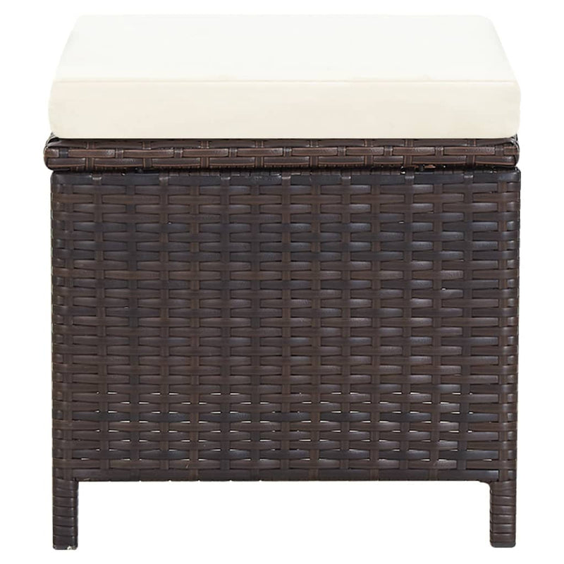 vidaXL 4 Piece Garden Chair and Stool Set Poly Rattan Brown