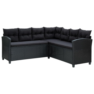 vidaXL 6 Piece Garden Lounge Set with Cushions Poly Rattan Black