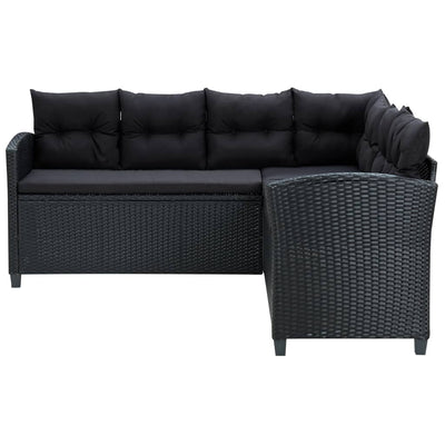 vidaXL 6 Piece Garden Lounge Set with Cushions Poly Rattan Black