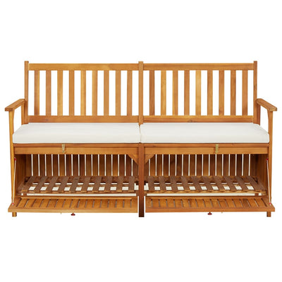 vidaXL Storage Bench with Cushion 170 cm Solid Wood Acacia