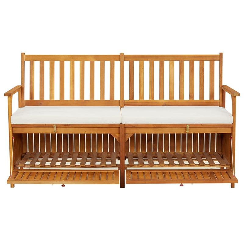 vidaXL Storage Bench with Cushion 170 cm Solid Wood Acacia