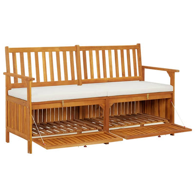 vidaXL Storage Bench with Cushion 170 cm Solid Wood Acacia