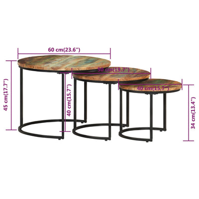 vidaXL Nesting Tables 3 pcs Solid Wood Reclaimed
