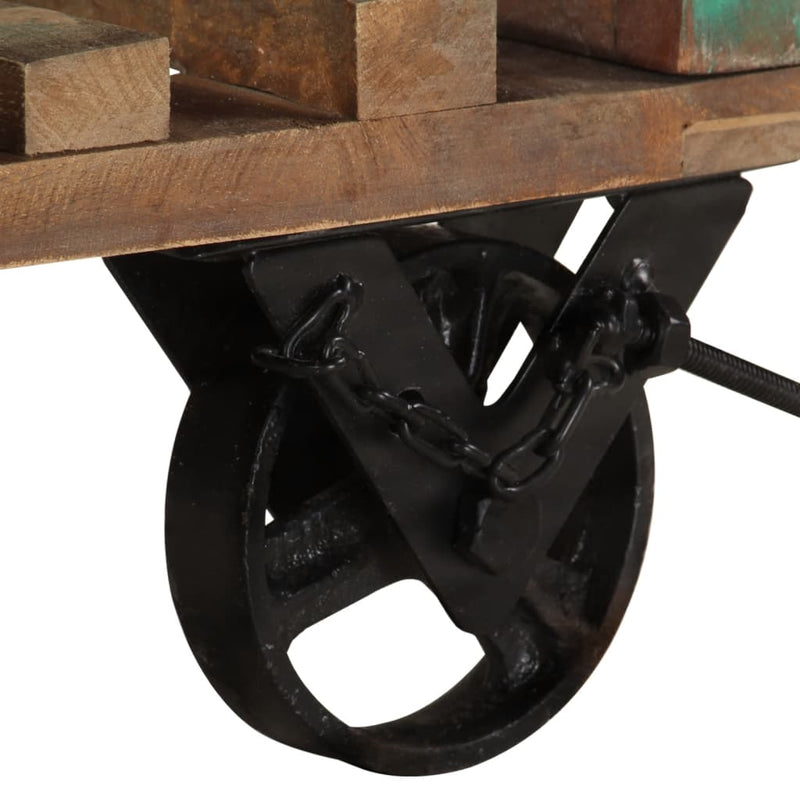 vidaXL Side Table with Wheels 40x40x42 cm Solid Wood Reclaimed