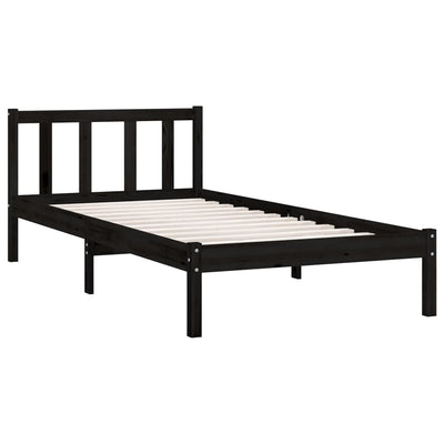 vidaXL Bed Frame without Mattress Black Solid Wood 90x190 cm