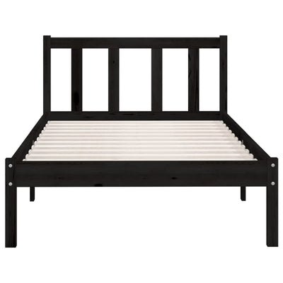 vidaXL Bed Frame without Mattress Black Solid Wood 90x190 cm
