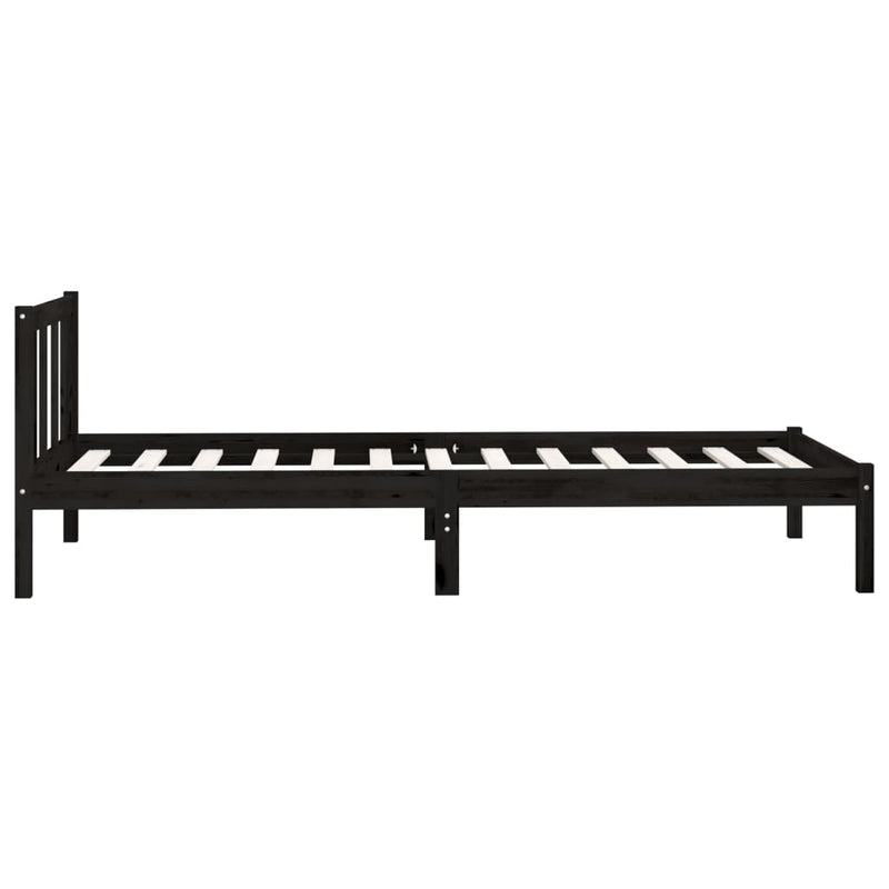 vidaXL Bed Frame without Mattress Black Solid Wood 90x190 cm