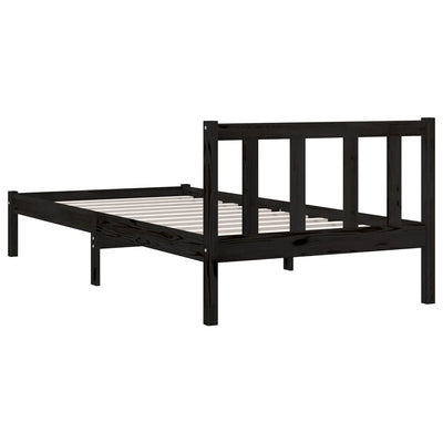 vidaXL Bed Frame without Mattress Black Solid Wood 90x190 cm