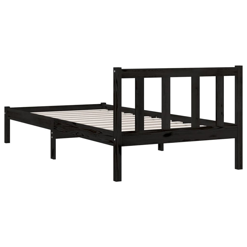 vidaXL Bed Frame without Mattress Black Solid Wood 90x190 cm