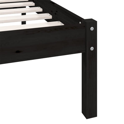 vidaXL Bed Frame without Mattress Black Solid Wood 90x190 cm